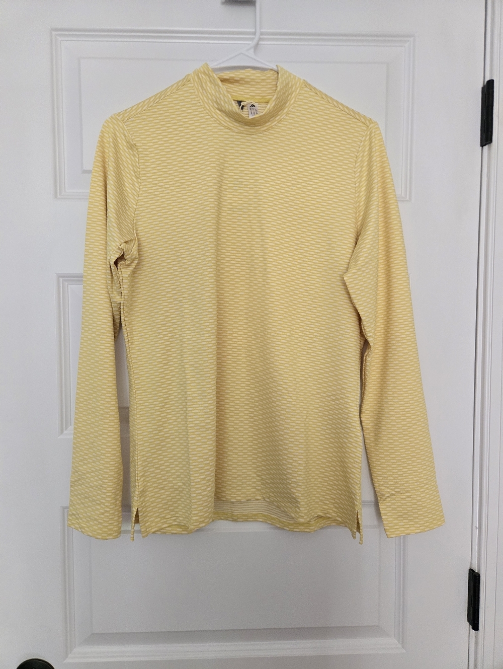 adidas Women's Mesh Long Sleeve Polo Shirt Yellow Mock Neck UPF 50 Golf Size M